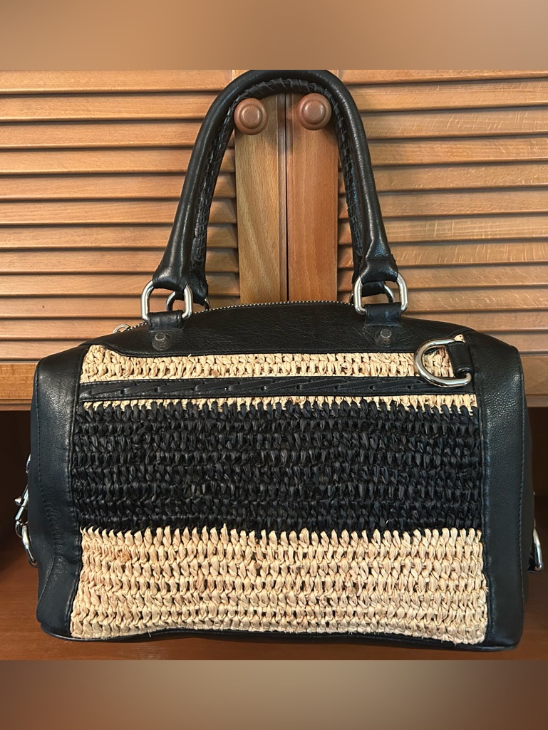 Rebecca Minkoff Black And Natural Woven Satchel